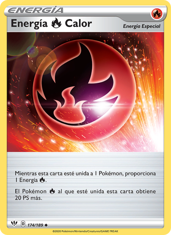 Energía Fire Calor 174 — Oscuridad Incandescente (Spanish Pokémon TCG card)