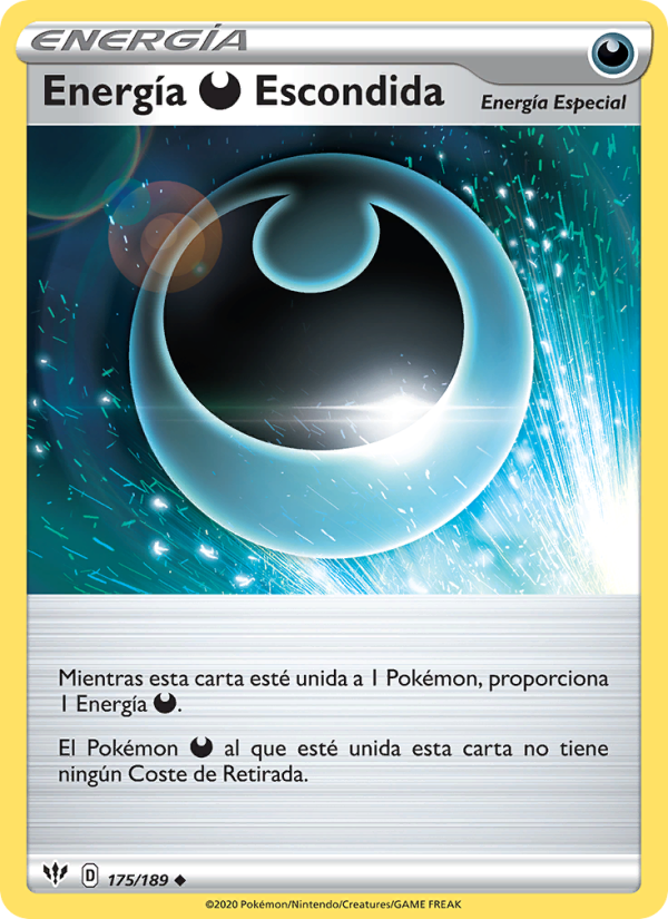 Energía Darkness Escondida 175 — Oscuridad Incandescente (Spanish Pokémon TCG card)