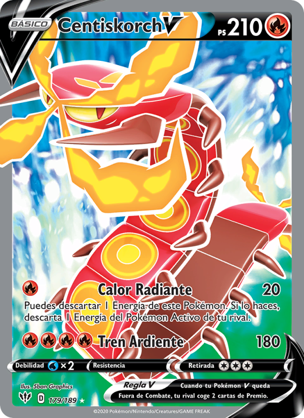 Centiskorch V 179 — Oscuridad Incandescente (Spanish Pokémon TCG card)
