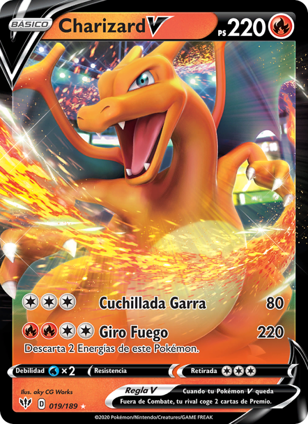 Charizard V 19 — Oscuridad Incandescente (Spanish Pokémon TCG card)