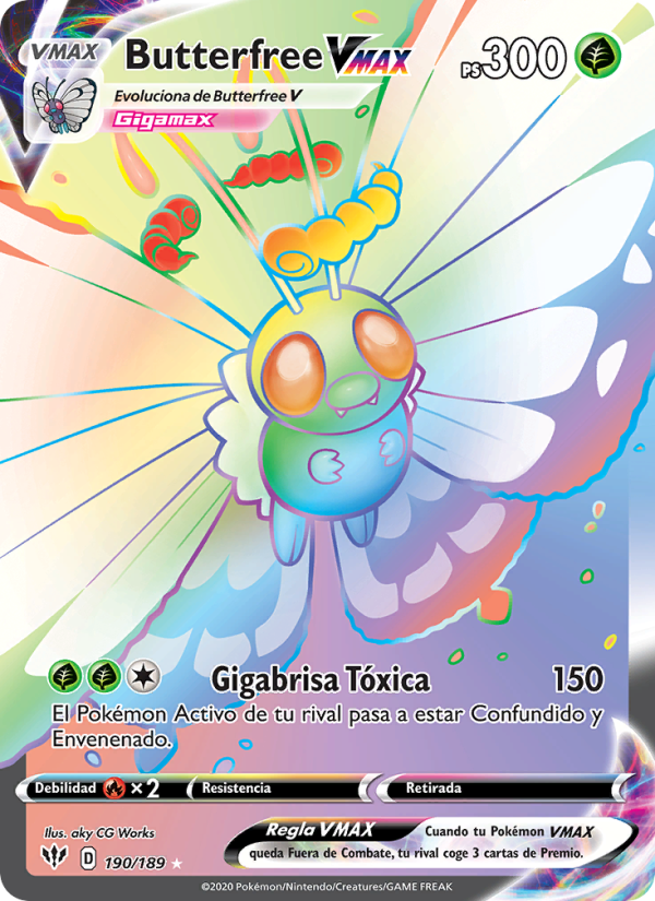 Butterfree VMAX 190 — Oscuridad Incandescente (Spanish Pokémon TCG card)
