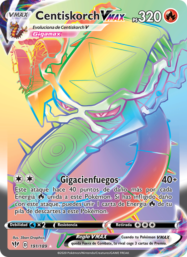 Centiskorch VMAX 191 — Oscuridad Incandescente (Spanish Pokémon TCG card)