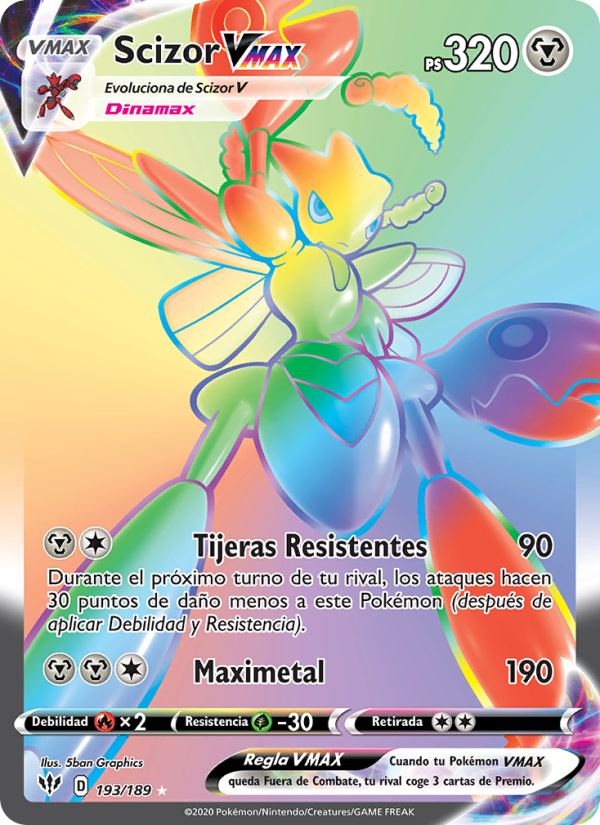 Scizor VMAX 193 — Oscuridad Incandescente (Spanish Pokémon TCG card)