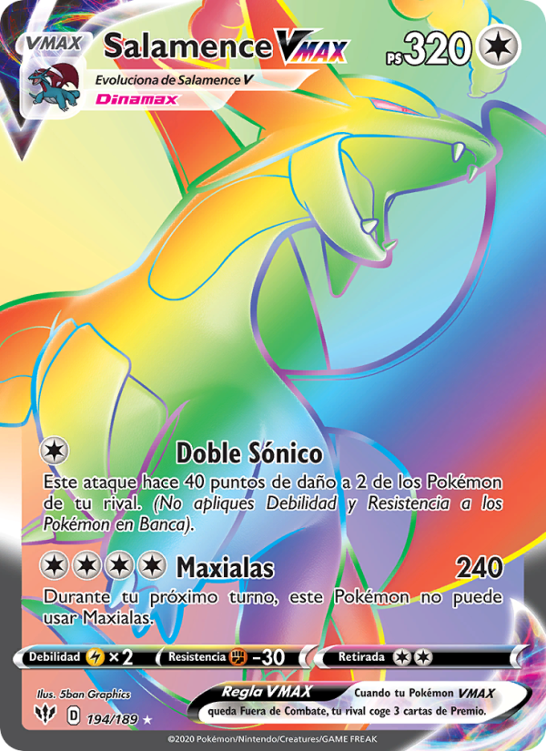 Salamence VMAX 194 — Oscuridad Incandescente (Spanish Pokémon TCG card)