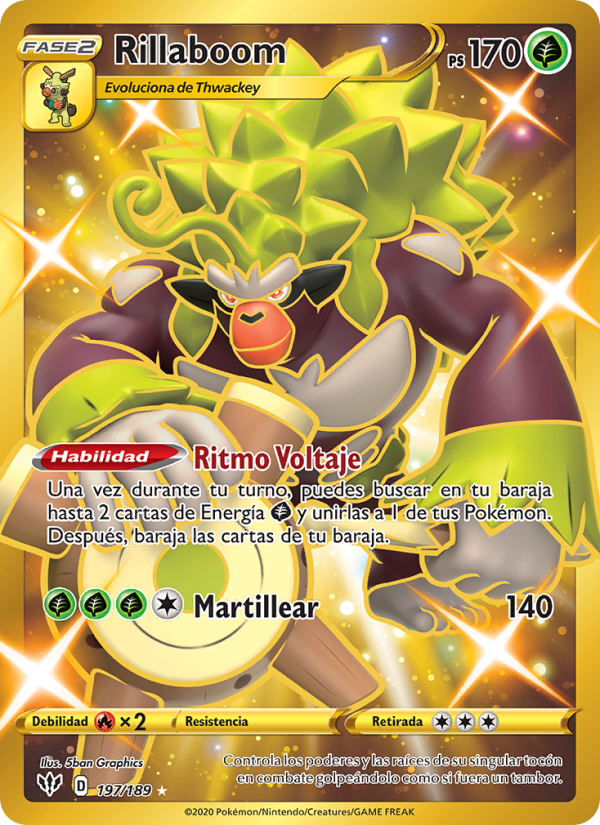 Rillaboom 197 — Oscuridad Incandescente (Spanish Pokémon TCG card)