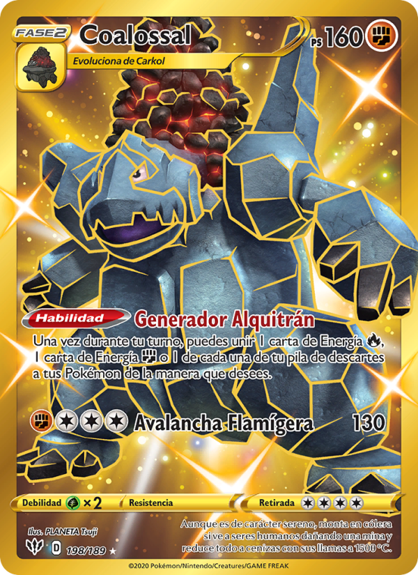 Coalossal 198 — Oscuridad Incandescente (Spanish Pokémon TCG card)