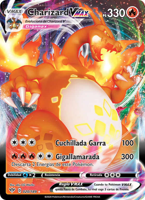 Charizard VMAX 20 — Oscuridad Incandescente (Spanish Pokémon TCG card)