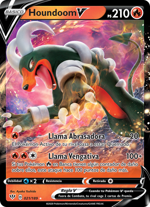 Houndoom V 21 — Oscuridad Incandescente (Spanish Pokémon TCG card)