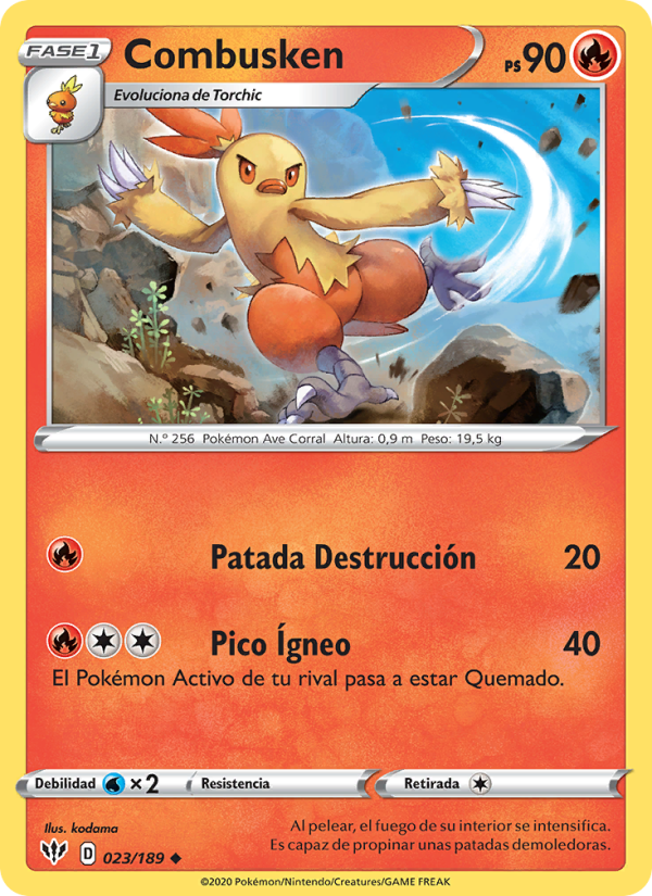 Combusken 23 — Oscuridad Incandescente (Spanish Pokémon TCG card)