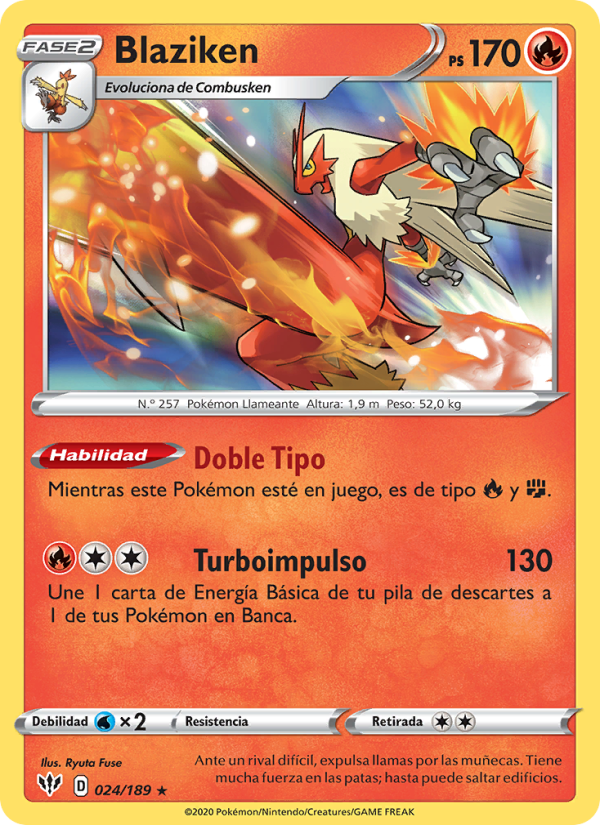 Blaziken 24 — Oscuridad Incandescente (Spanish Pokémon TCG card)