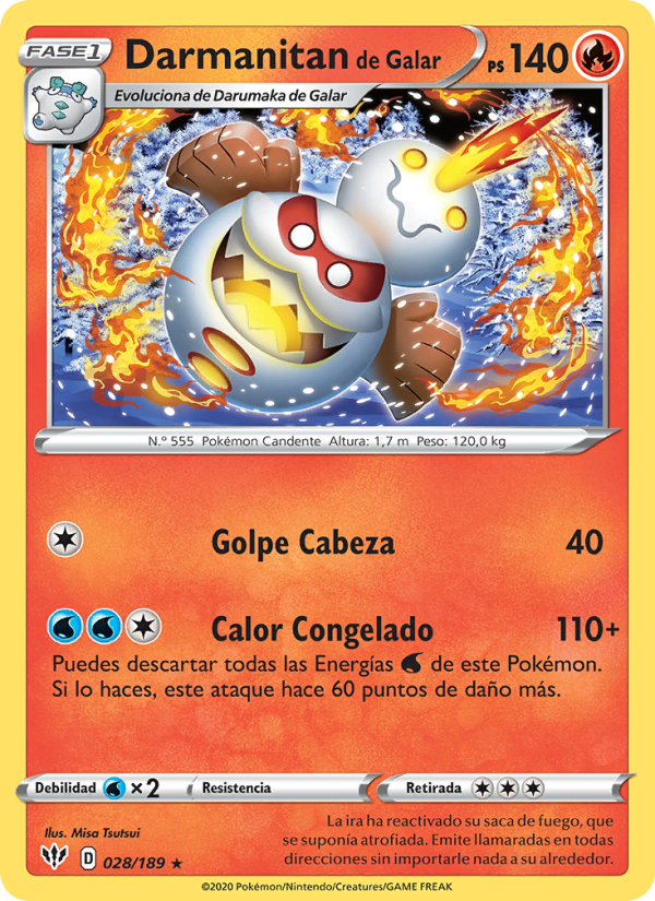 Darmanitan de Galar 28 — Oscuridad Incandescente (Spanish Pokémon TCG card)