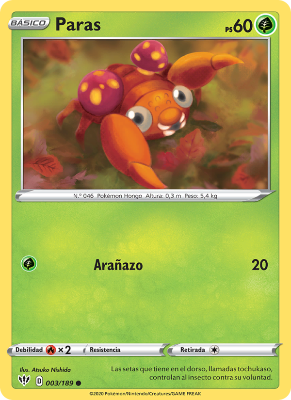 Paras 3 — Oscuridad Incandescente (Spanish Pokémon TCG card)