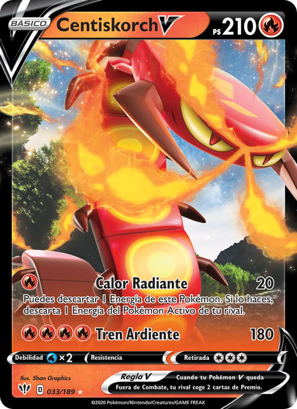Centiskorch V 33 — Oscuridad Incandescente (Spanish Pokémon TCG card)