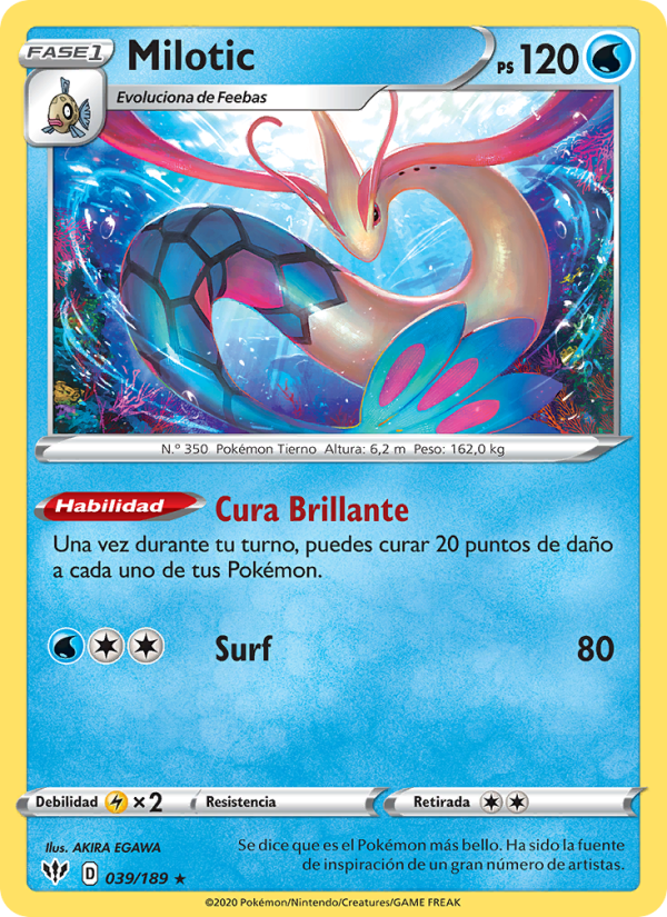 Milotic 39 — Oscuridad Incandescente (Spanish Pokémon TCG card)