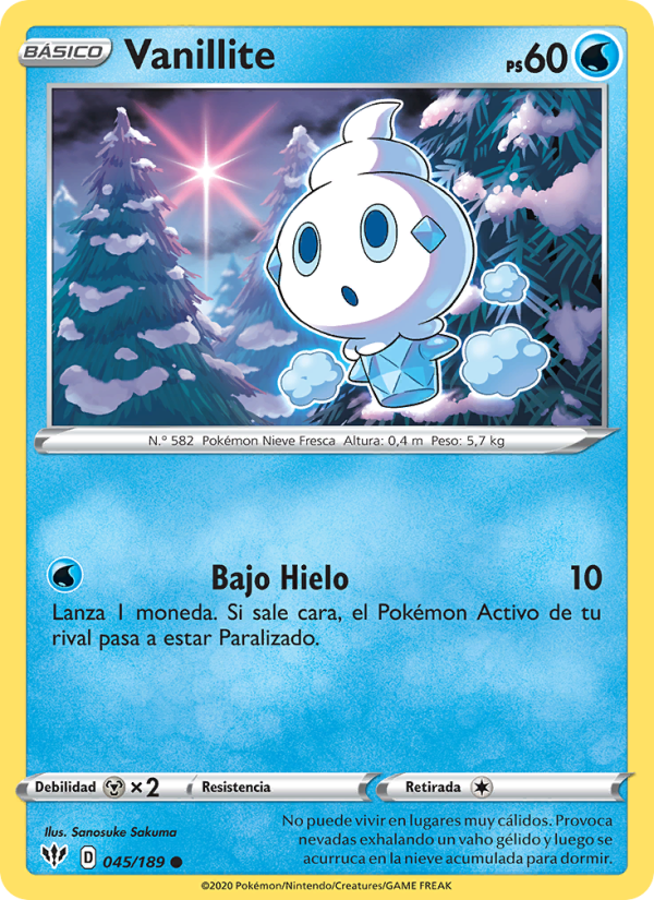 Vanillite 45 — Oscuridad Incandescente (Spanish Pokémon TCG card)