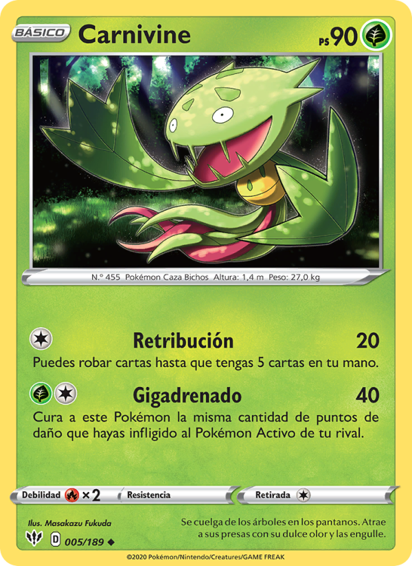Carnivine 5 — Oscuridad Incandescente (Spanish Pokémon TCG card)