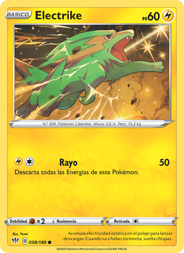 Electrike 58 — Oscuridad Incandescente (Spanish Pokémon TCG card)
