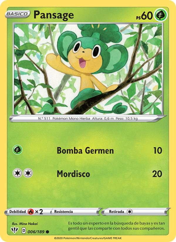 Pansage 6 — Oscuridad Incandescente (Spanish Pokémon TCG card)