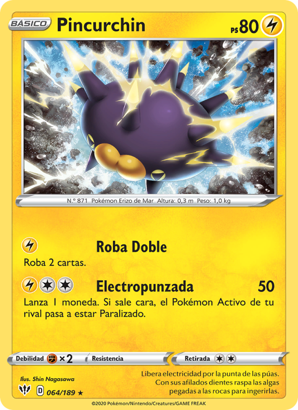 Pincurchin 64 — Oscuridad Incandescente (Spanish Pokémon TCG card)