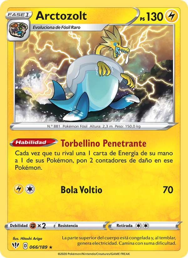 Arctozolt 66 — Oscuridad Incandescente (Spanish Pokémon TCG card)