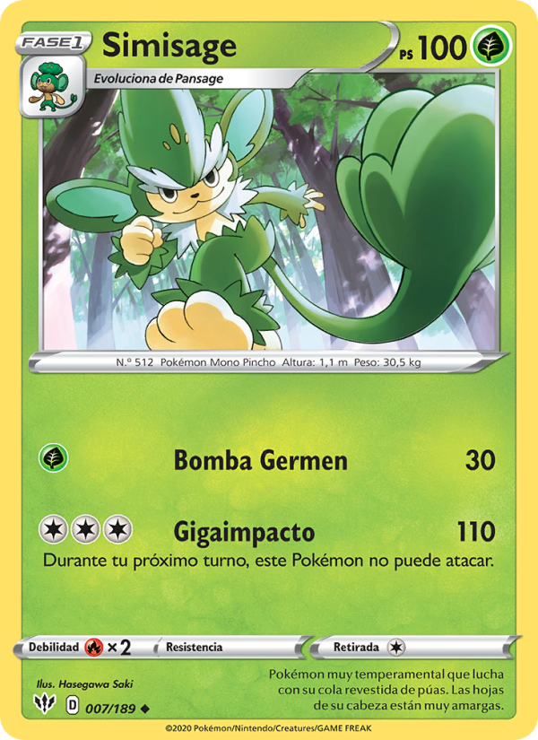 Simisage 7 — Oscuridad Incandescente (Spanish Pokémon TCG card)
