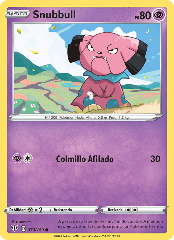 Snubbull 70 — Oscuridad Incandescente (Spanish Pokémon TCG card)