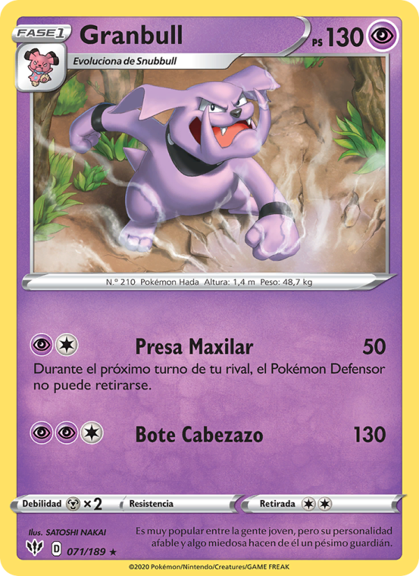 Granbull 71 — Oscuridad Incandescente (Spanish Pokémon TCG card)