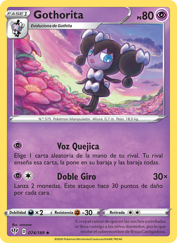Gothorita 74 — Oscuridad Incandescente (Spanish Pokémon TCG card)