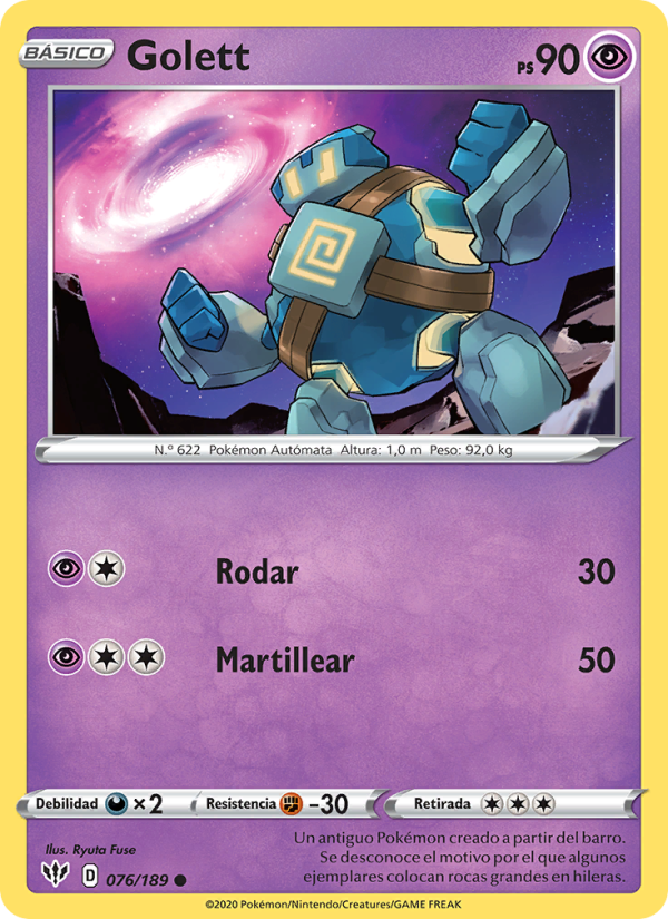 Golett 76 — Oscuridad Incandescente (Spanish Pokémon TCG card)