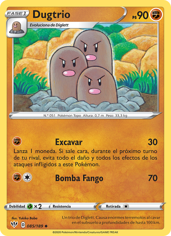 Dugtrio 85 — Oscuridad Incandescente (Spanish Pokémon TCG card)