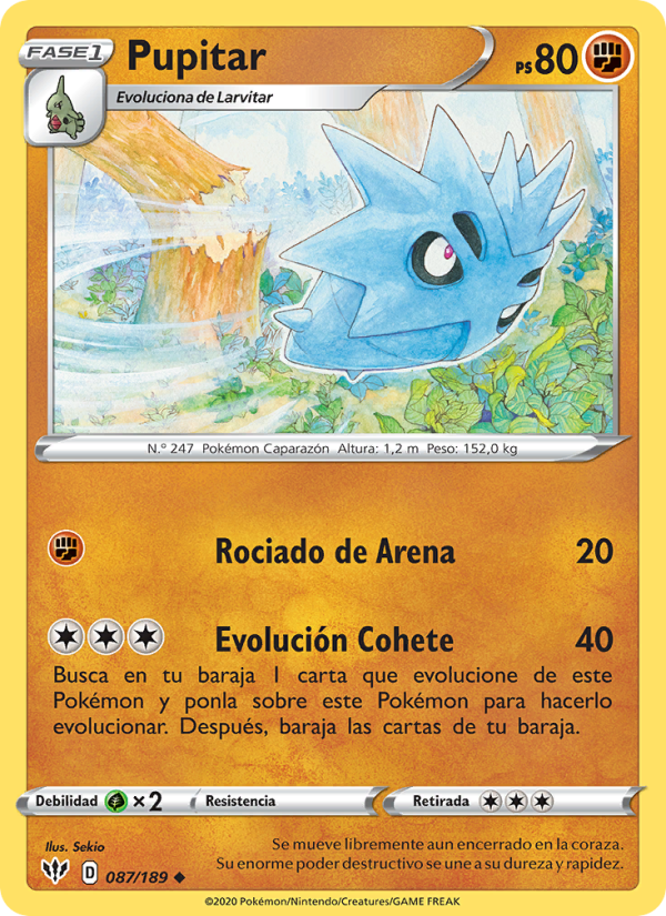 Pupitar 87 — Oscuridad Incandescente (Spanish Pokémon TCG card)