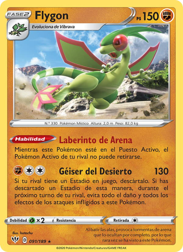 Flygon 91 — Oscuridad Incandescente (Spanish Pokémon TCG card)
