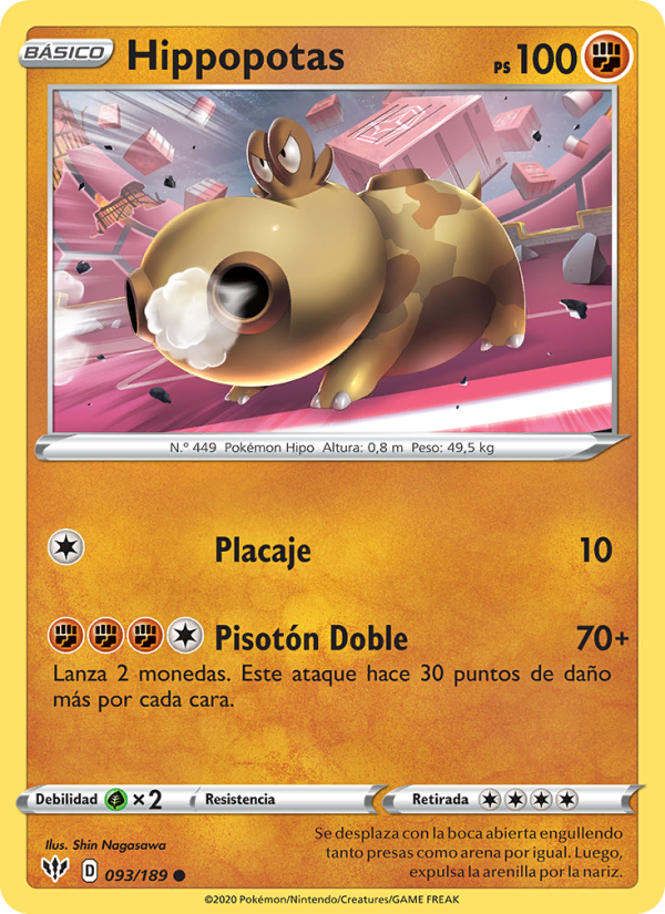 Hippopotas 93 — Oscuridad Incandescente (Spanish Pokémon TCG card)