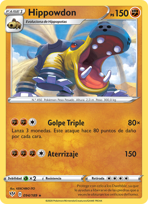 Hippowdon 94 — Oscuridad Incandescente (Spanish Pokémon TCG card)