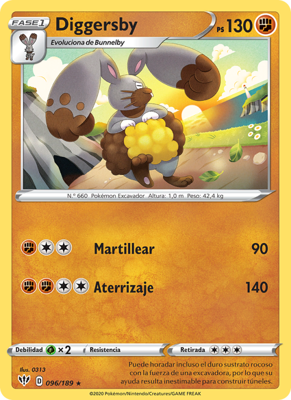 Diggersby 96 — Oscuridad Incandescente (Spanish Pokémon TCG card)