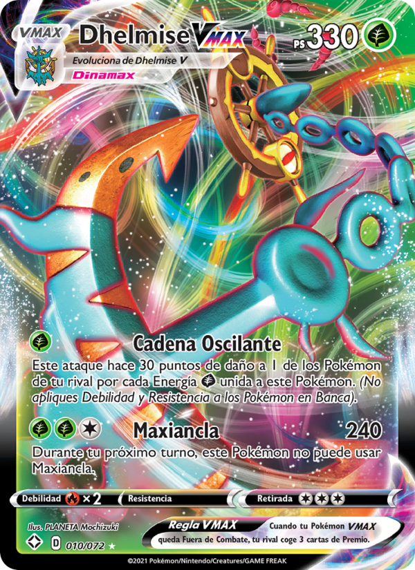 Dhelmise VMAX 10 — Destinos Brillantes (Spanish Pokémon TCG card)