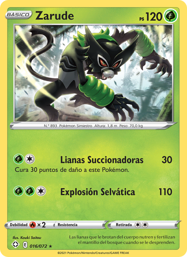 Zarude 16 — Destinos Brillantes (Spanish Pokémon TCG card)