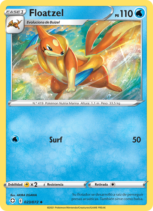 Floatzel 23 — Destinos Brillantes (Spanish Pokémon TCG card)