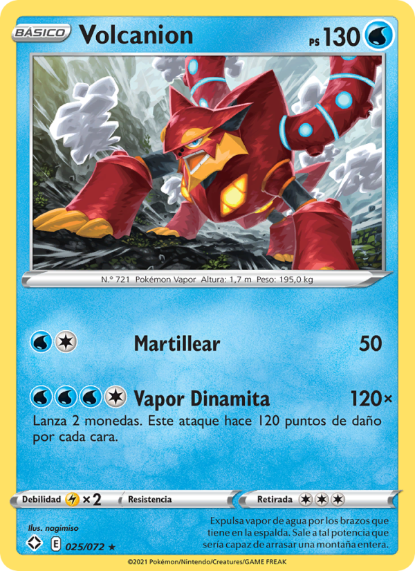 Volcanion 25 — Destinos Brillantes (Spanish Pokémon TCG card)