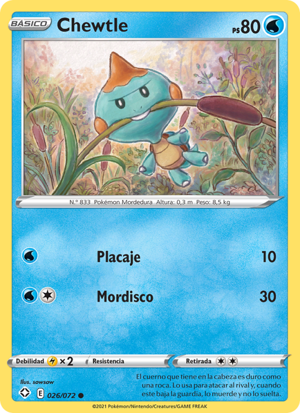 Chewtle 26 — Destinos Brillantes (Spanish Pokémon TCG card)