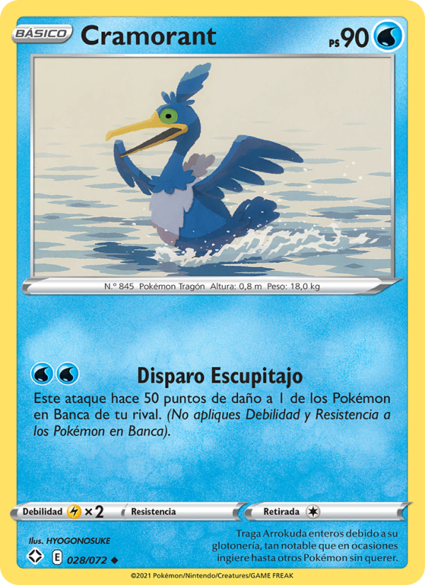 Cramorant 28 — Destinos Brillantes (Spanish Pokémon TCG card)