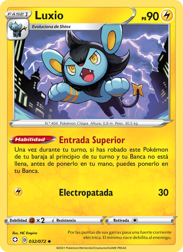 Luxio 32 — Destinos Brillantes (Spanish Pokémon TCG card)