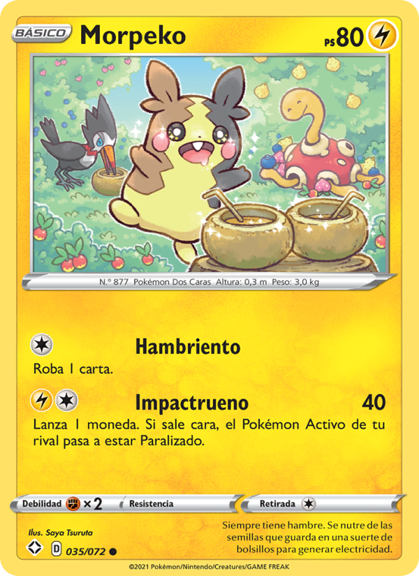 Morpeko 35 — Destinos Brillantes (Spanish Pokémon TCG card)