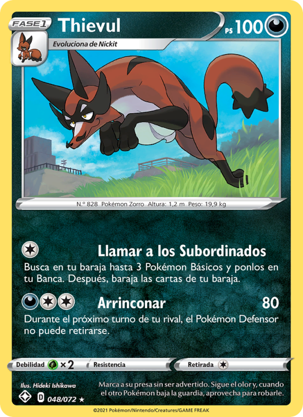 Thievul 48 — Destinos Brillantes (Spanish Pokémon TCG card)