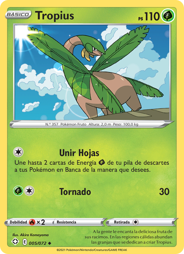 Tropius 5 — Destinos Brillantes (Spanish Pokémon TCG card)