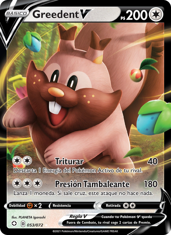 Greedent V 53 — Destinos Brillantes (Spanish Pokémon TCG card)
