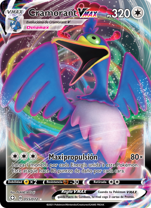 Cramorant VMAX 55 — Destinos Brillantes (Spanish Pokémon TCG card)