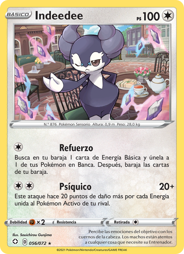 Indeedee 56 — Destinos Brillantes (Spanish Pokémon TCG card)
