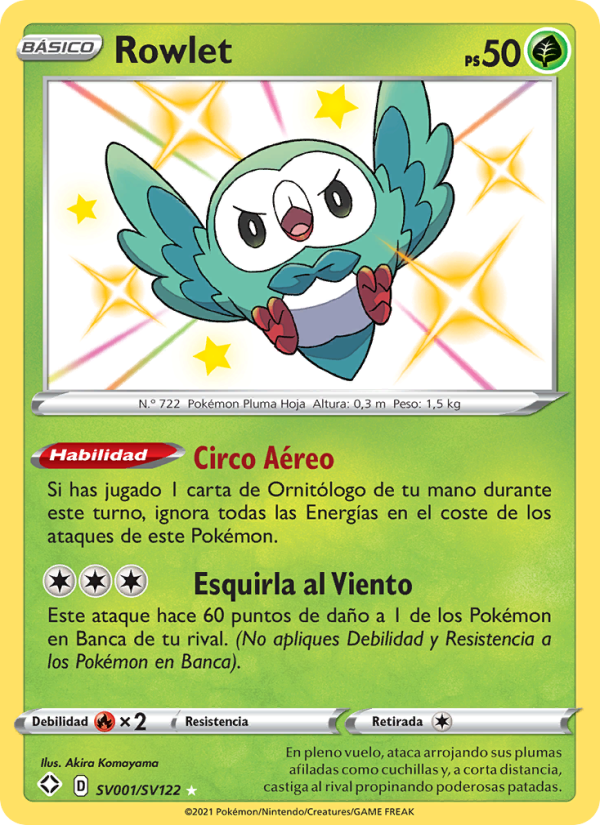 Rowlet SV001 — Destinos Brillantes (Spanish Pokémon TCG card)