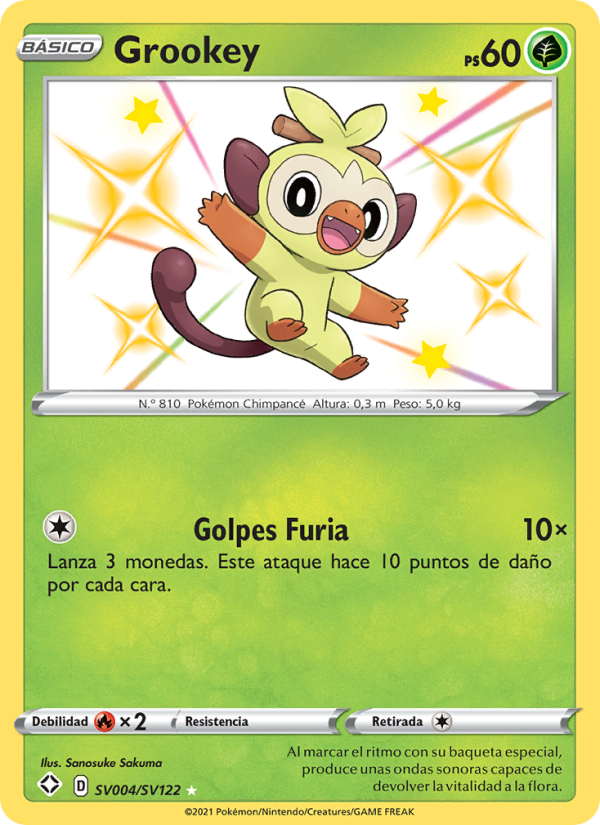 Grookey SV004 — Destinos Brillantes (Spanish Pokémon TCG card)